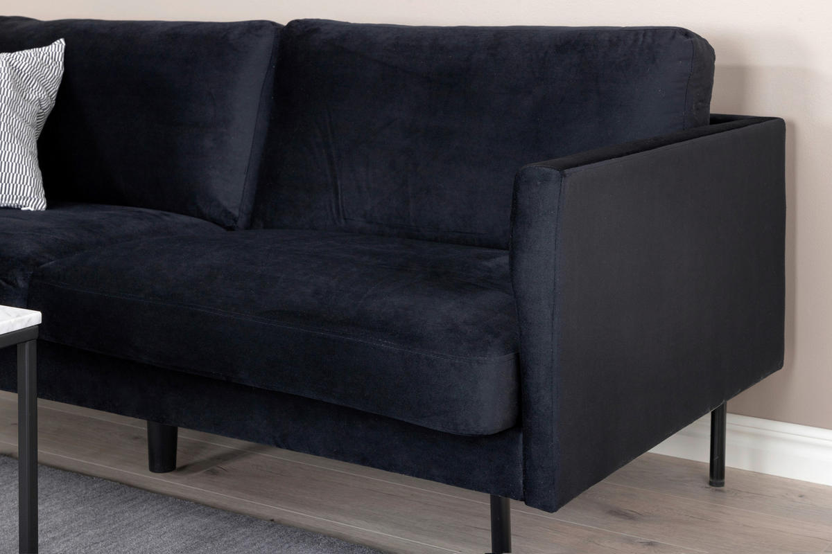 2-SITZER-SOFA in Samt Schwarz  - Schwarz, Design, Textil/Metall (180/78/80cm) - Livetastic