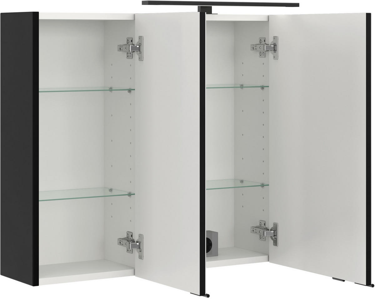 SPIEGELSCHRANK 100/64/20 cm  - Schwarz, KONVENTIONELL, Glas/Holzwerkstoff (100/64/20cm) - Xora