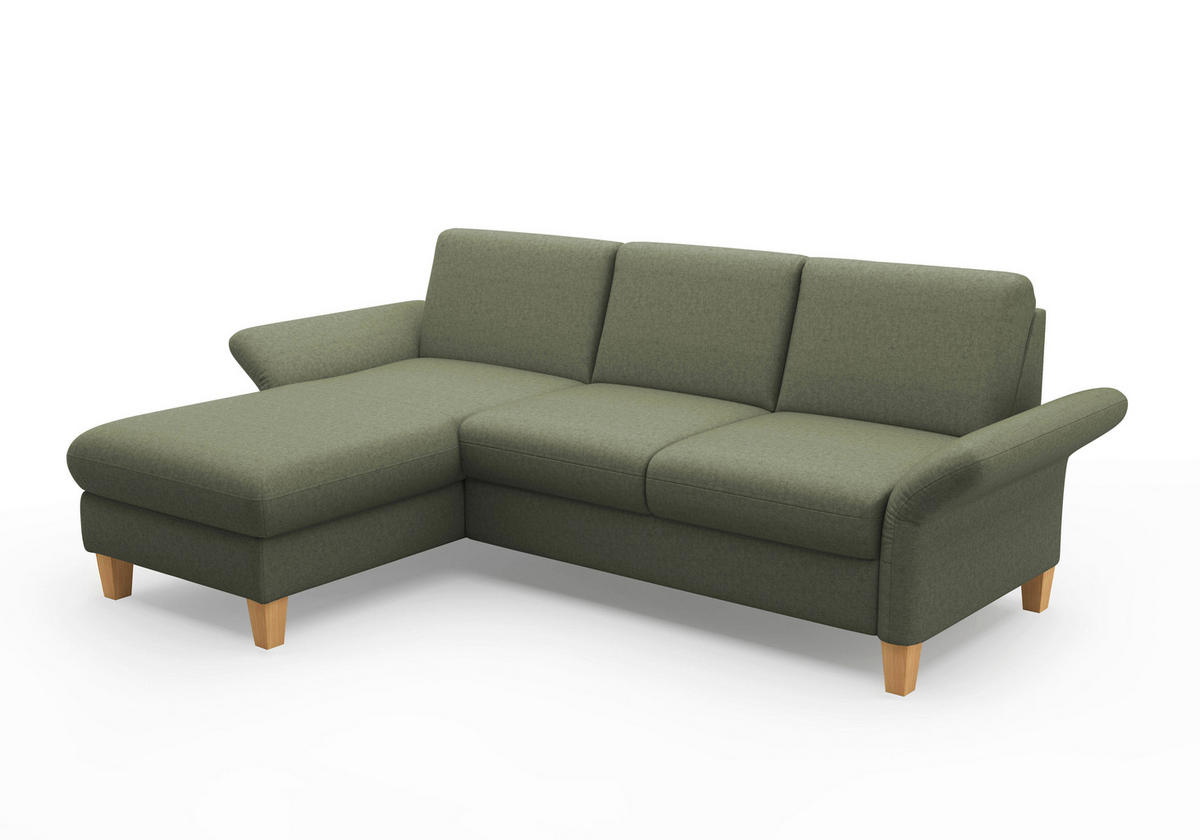 ECKSOFA ROCHELLE E Olivgrün Flachgewebe  - Eichefarben/Olivgrün, KONVENTIONELL, Holz/Textil (164/251cm) - Sit & More