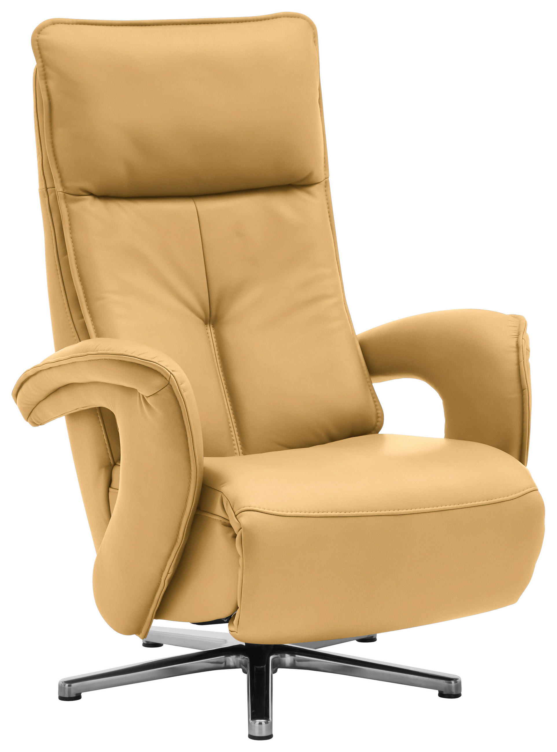 RELAXSESSEL in Leder Gelb  - Chromfarben/Gelb, Design, Leder/Metall (77/110/87cm) - Valdera