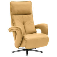 RELAXSESSEL in Leder Gelb  - Chromfarben/Gelb, Design, Leder/Metall (77/110/87cm) - Valdera