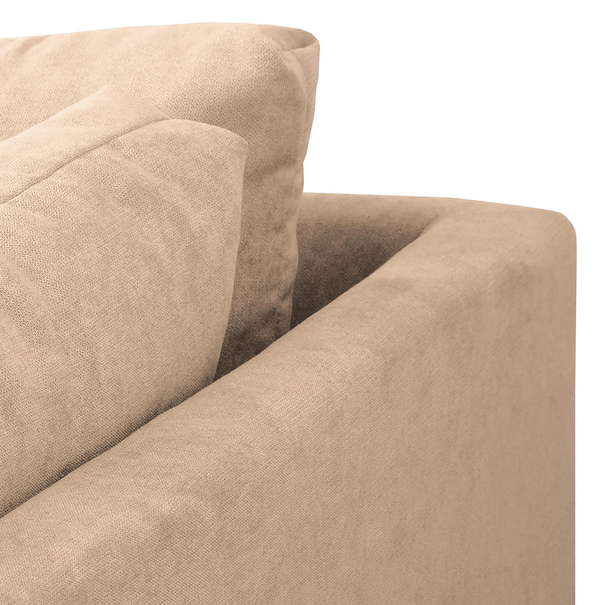 ECKSOFA inkl. Hocker Ariella Creme Mikrofaser  - Creme/Naturfarben, Design, Holz/Textil (161/231cm) - Livetastic