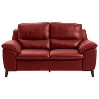 2,5-SITZER Echtleder Rot  - Wengefarben/Rot, Design, Leder/Holz (211/97/95cm) - Livetastic