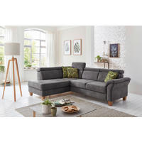 ECKSOFA 194/245 cm  in Mikrofaser Anthrazit Bettkasten, Kopfteilverstellung, Liegefläche im Originalstoff  194/245 cm  - Eichefarben/Anthrazit, KONVENTIONELL, Holz/Textil (194/245cm) - Sit & More