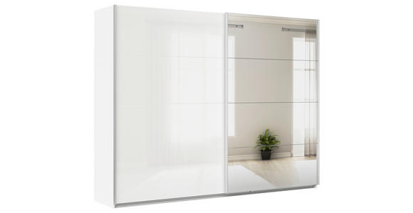 SCHWEBETÜRENSCHRANK  in Weiß  - Alufarben/Weiß, KONVENTIONELL, Glas/Holzwerkstoff (271/210/62cm) - Xora