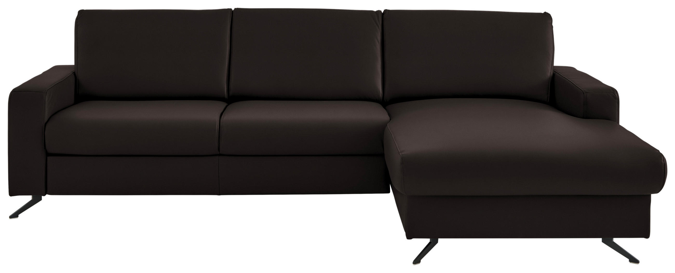 ECKSOFA in Echtleder Dunkelbraun  267/165 cm  - Dunkelbraun/Schwarz, Design, Leder/Metall (267/165cm) - Lomoco