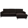 ECKSOFA in Echtleder Dunkelbraun  - Dunkelbraun/Schwarz, Design, Leder/Metall (267/165cm) - Lomoco