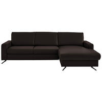 ECKSOFA in Echtleder Dunkelbraun  267/165 cm  - Dunkelbraun/Schwarz, Design, Leder/Metall (267/165cm) - Lomoco
