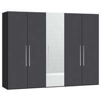 DREHTÜRENSCHRANK 253/215/59 cm 5-türig Anthrazit, Schwarz  - Edelstahlfarben/Anthrazit, Design, Glas/Holzwerkstoff (253/215/59cm) - Boxxx