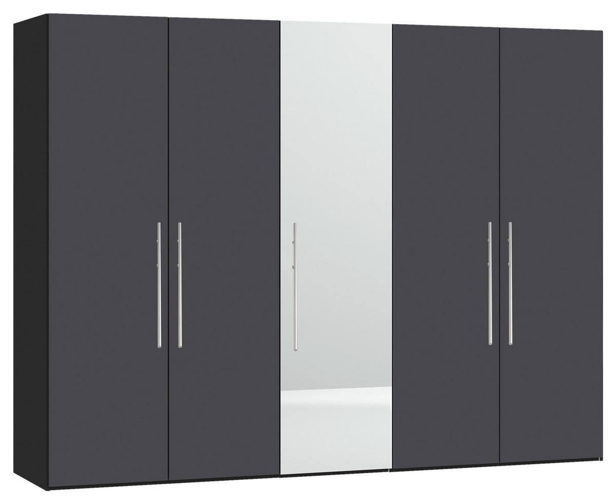 DREHTÜRENSCHRANK 253/215/59 cm 5-türig Anthrazit, Schwarz  - Edelstahlfarben/Anthrazit, Design, Glas/Holzwerkstoff (253/215/59cm) - Boxxx