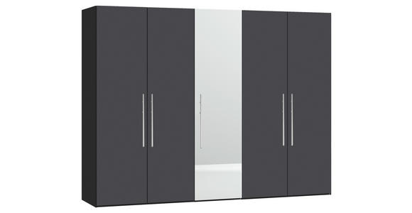 DREHTÜRENSCHRANK in Anthrazit, Schwarz - Edelstahlfarben/Anthrazit, Design, Glas/Holzwerkstoff (253/215/59cm) - Carryhome