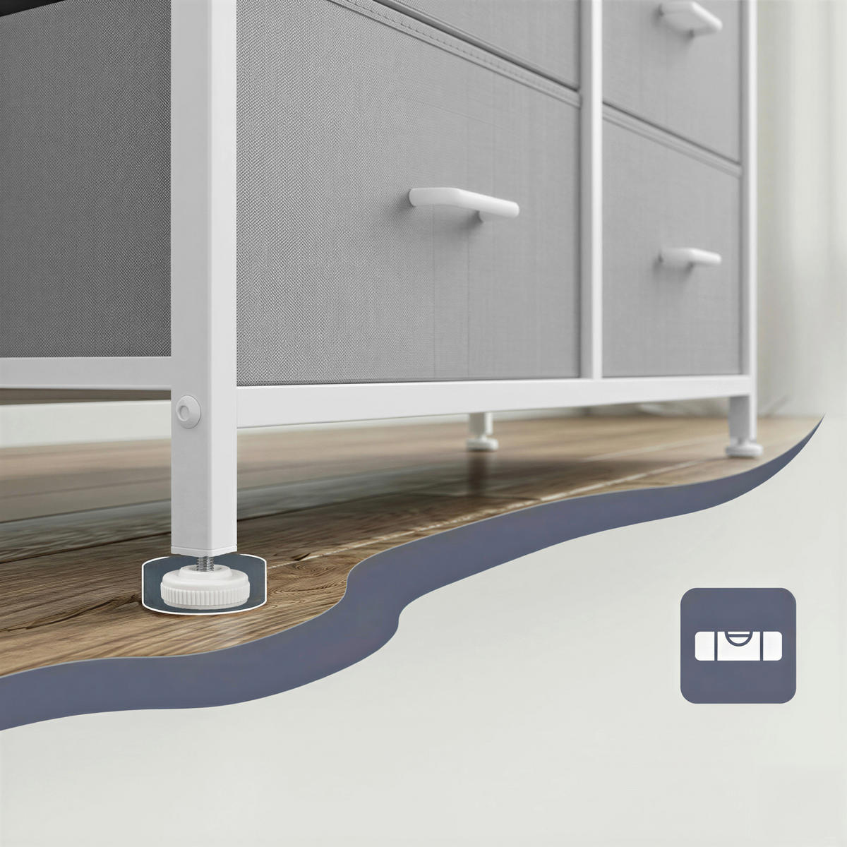 KOMMODE , 98/85/28,5 cm, 7 Schublade(n)  - Hellgrau/Weiß, Trend, Holzwerkstoff/Kunststoff (98/85/28,5cm) - Boxxx