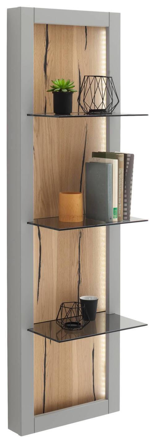 WANDBOARD furniert Grau, Eichefarben  - Eichefarben/Grau, Design, Glas/Holzwerkstoff (40/134/25cm) - MID.YOU