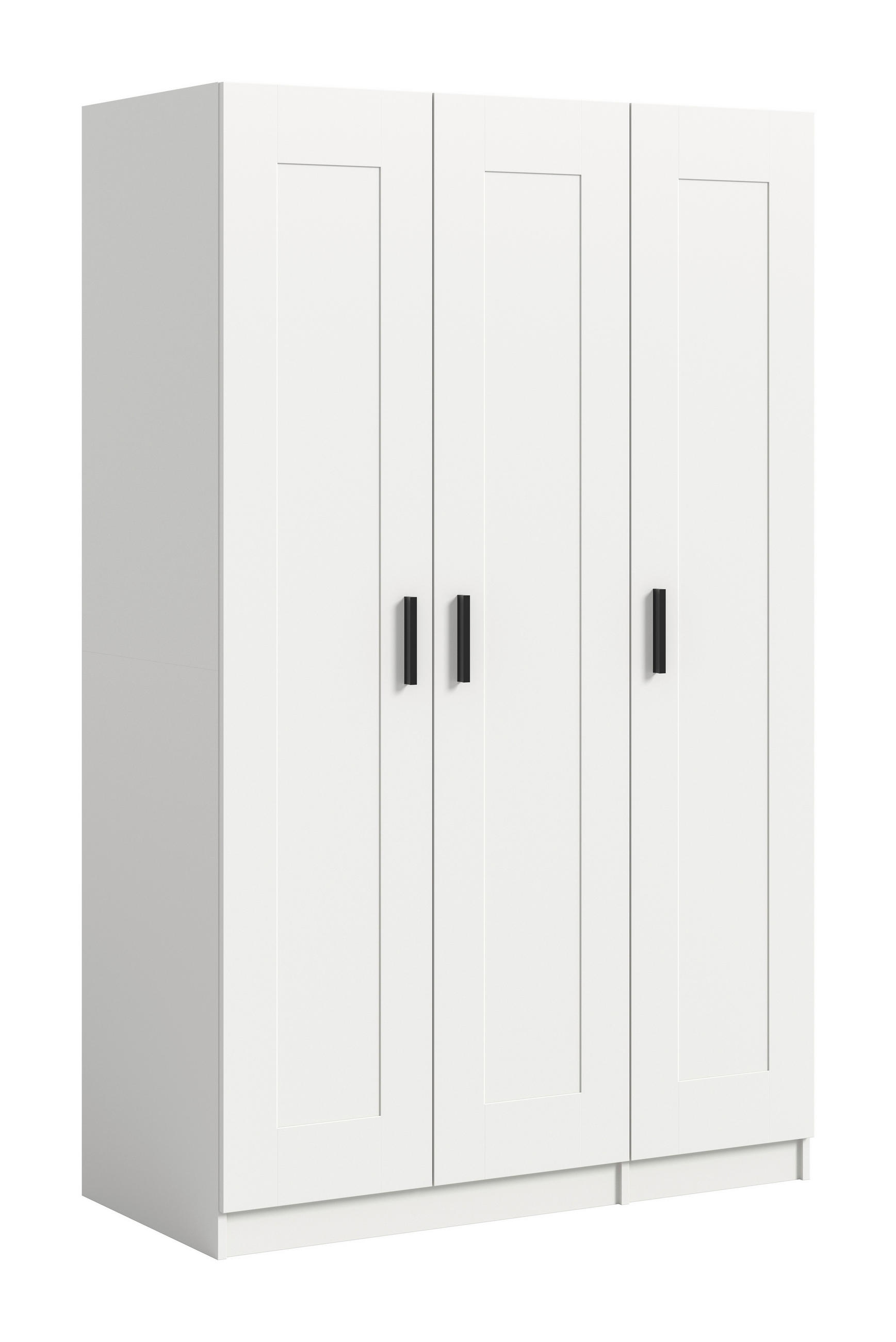 DREHTÜRENSCHRANK 120/195/56 cm,  in Weiß, 3 Tür(en)-türig  - Schwarz/Weiß, ROMANTIK / LANDHAUS, Holzwerkstoff/Kunststoff (120/195/56cm) - Livetastic