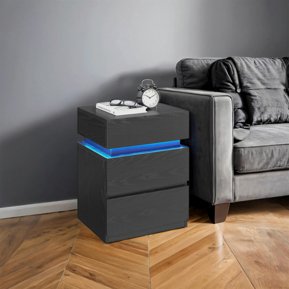 NACHTSCHRANK 40/55/35 cm  - Schwarz, Trend, Holzwerkstoff (40/55/35cm) - Boxxx