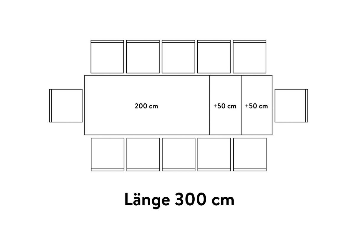 ESSTISCH in Metall, Holzwerkstoff 200-300/95/76 cm  - Eichefarben, Basics, Holzwerkstoff/Metall (200-300/95/76cm) - Celina Home