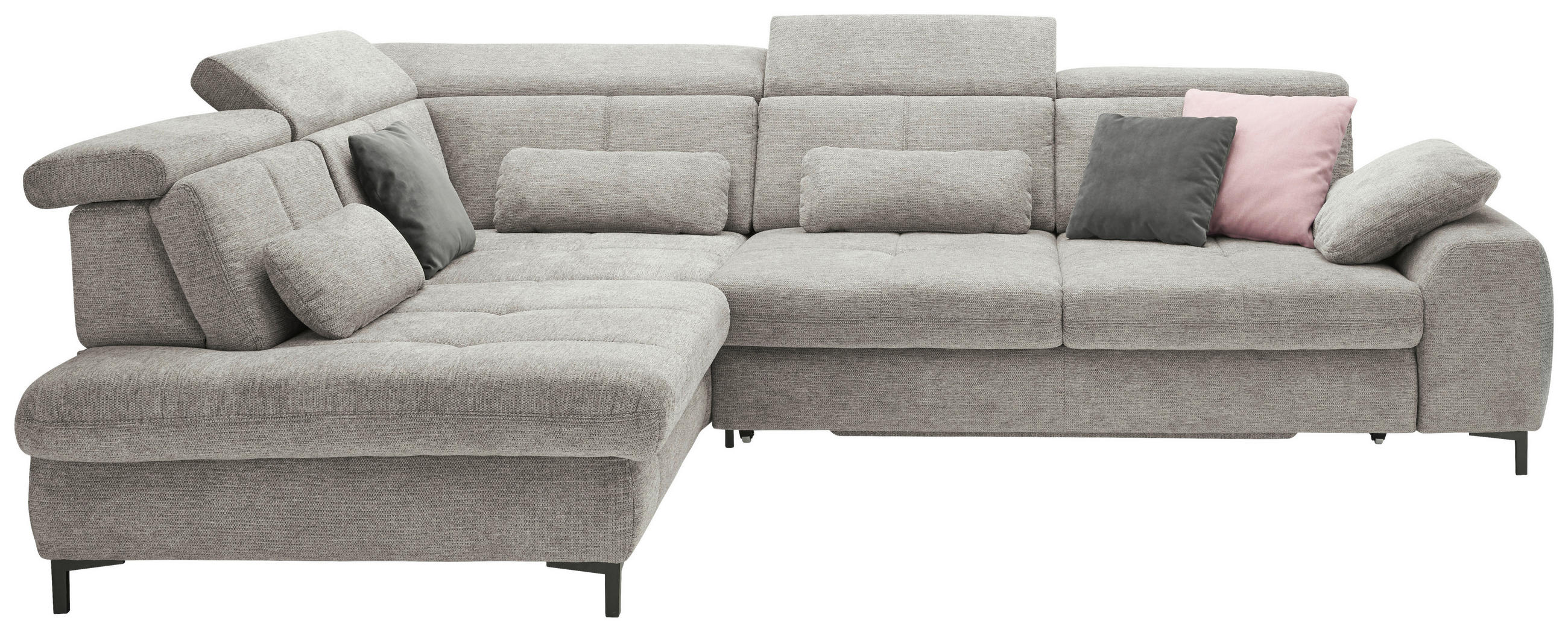 ECKSOFA Grau Webstoff - Schwarz/Grau, KONVENTIONELL, Textil/Metall (220/314cm) - SetOne by Musterring