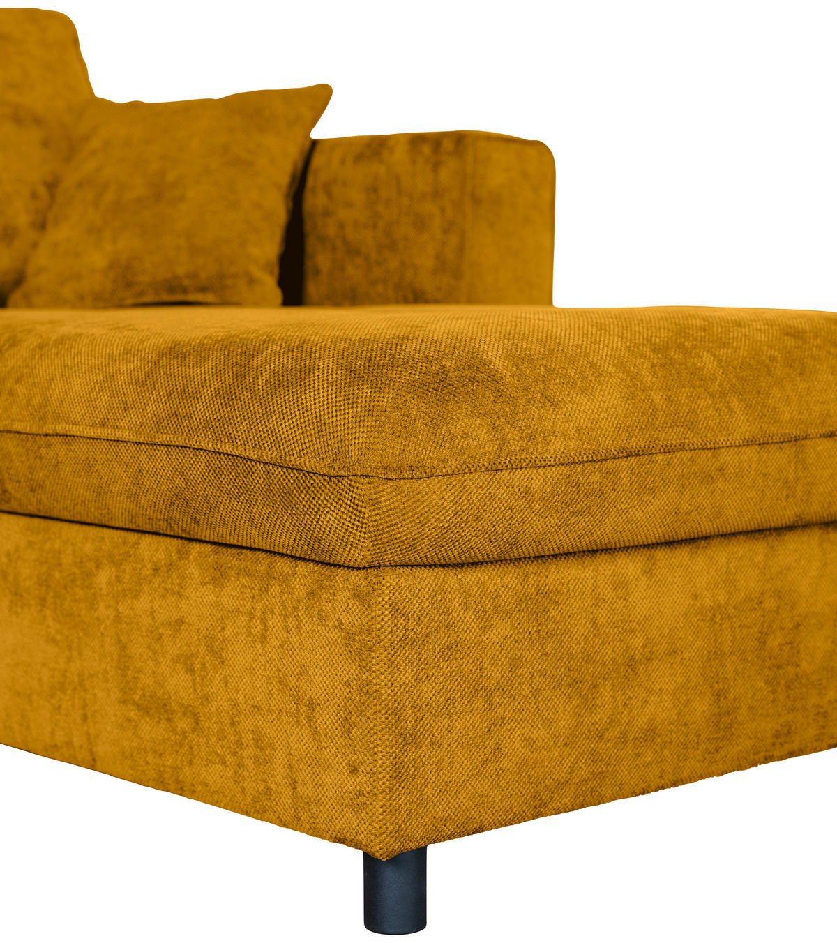 ECKSOFA in Flachgewebe Senfgelb  - Senfgelb/Schwarz, KONVENTIONELL, Textil/Metall (252/162cm) - Carryhome