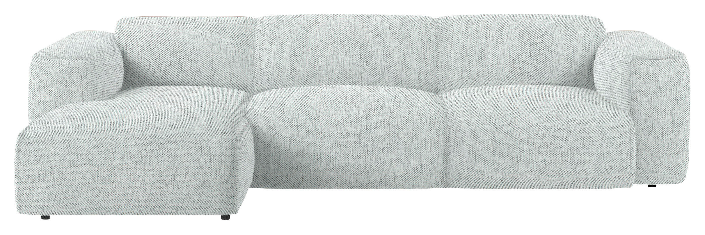 ECKSOFA Hellgrau Webstoff Rücken echt  - Hellgrau/Schwarz, Design, Kunststoff/Textil (171/290cm) - home24