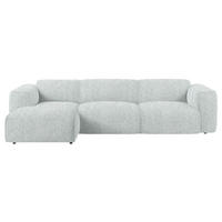 ECKSOFA Hellgrau Webstoff Rücken echt  - Hellgrau/Schwarz, Design, Kunststoff/Textil (171/290cm) - home24