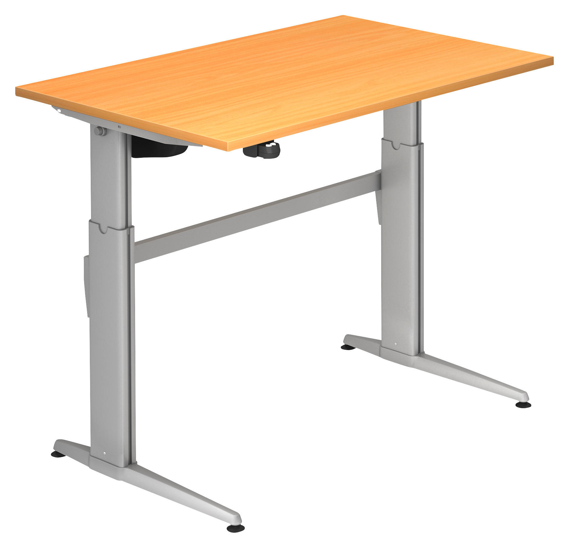 SCHREIBTISCH höhenverstellbar  - Silberfarben/Buchefarben, KONVENTIONELL, Holzwerkstoff/Metall (120/80/72-119cm) - Venda