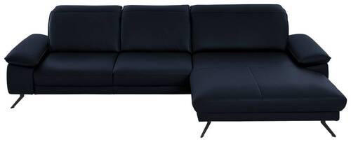ECKSOFA in Echtleder Dunkelblau  - Schwarz/Dunkelblau, Design, Leder/Metall (328/193cm) - Dieter Knoll