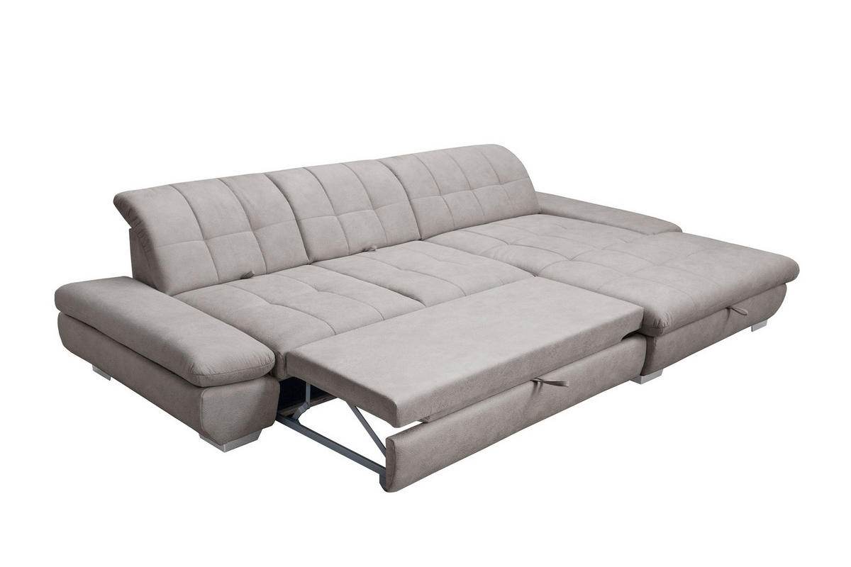 SAROKGARNITÚRA textil szürke  - krómszínű/szürke, Basics, textil/fém (340/198cm) - Xora