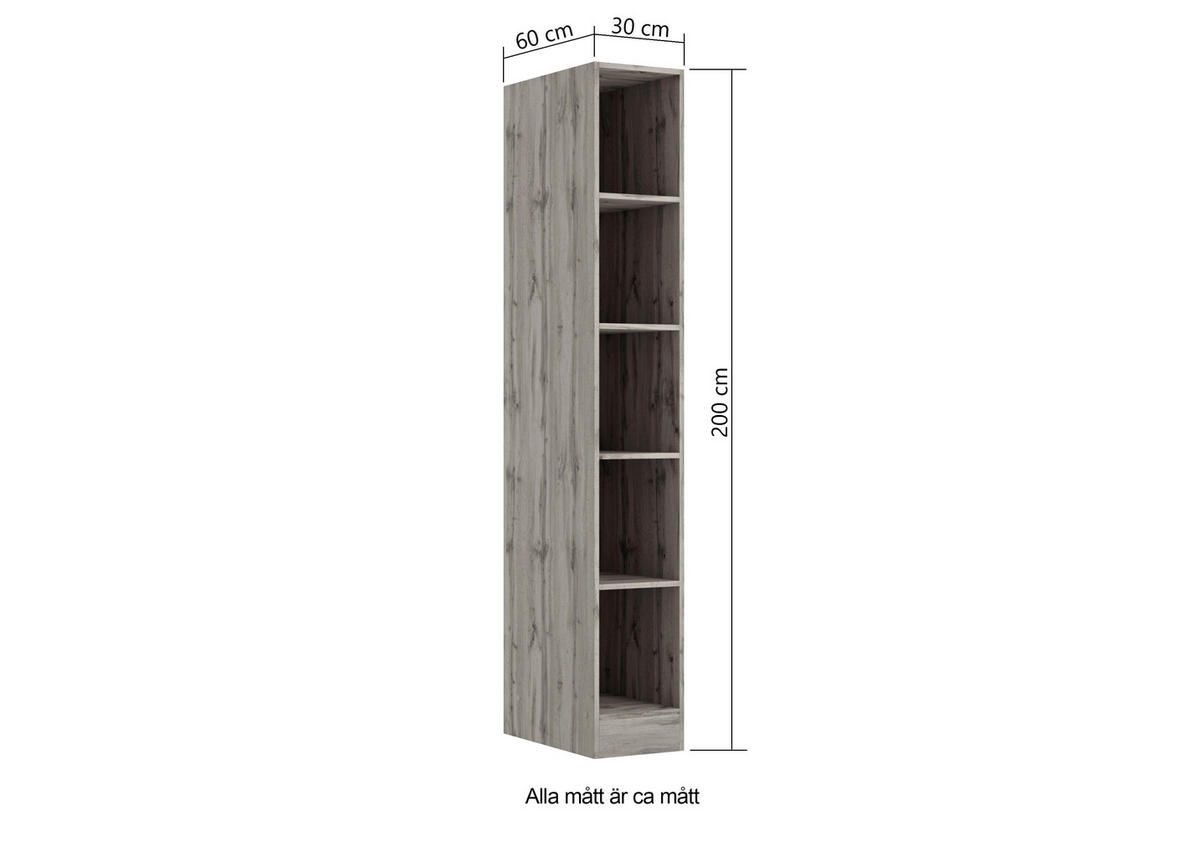 HYLLA i 30/200/60 cm grå  - grå, Lifestyle, trämaterial (30/200/60cm) - Held