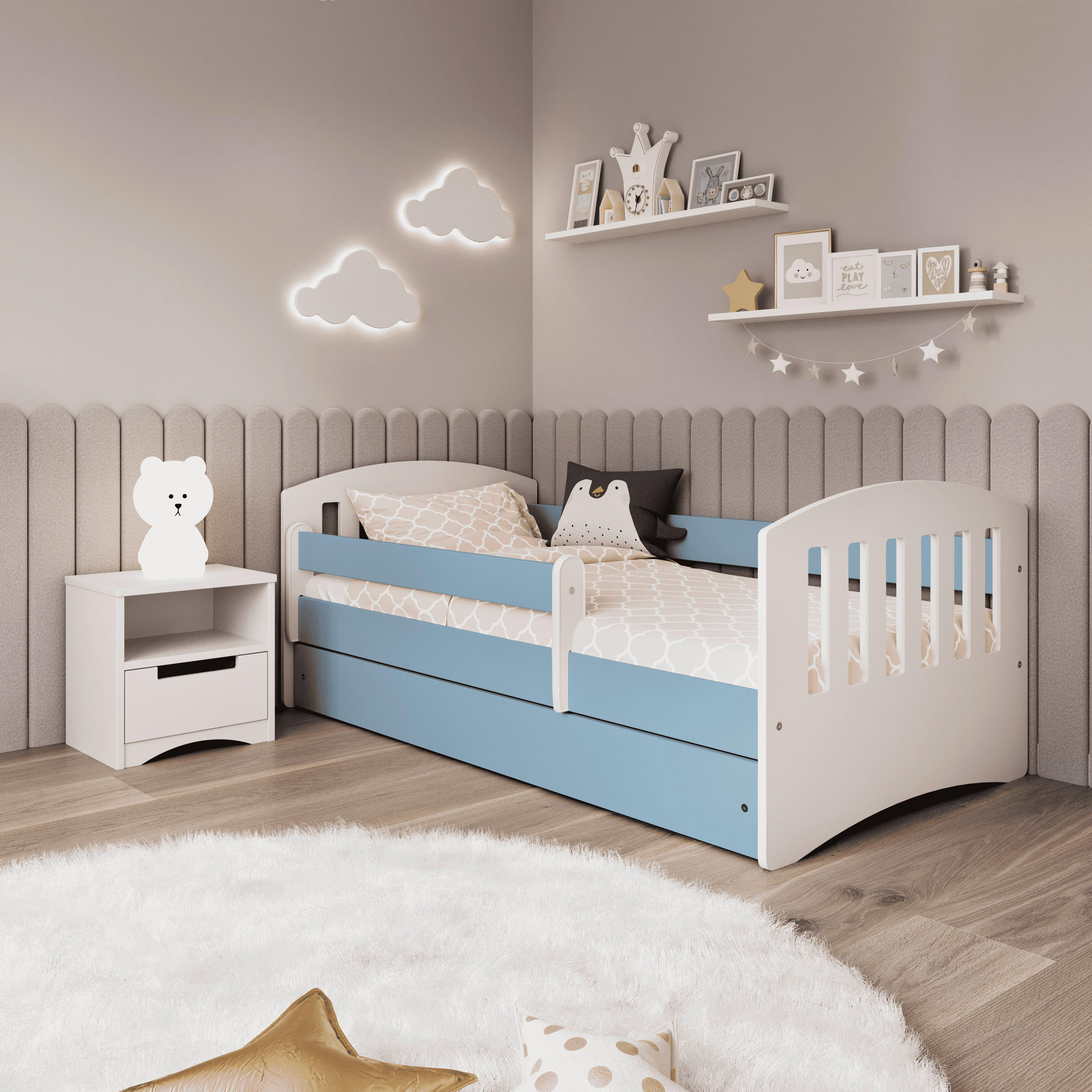 Mid.you Kinder-/Juniorbett Classic Blau, Weiß 80x140 cm