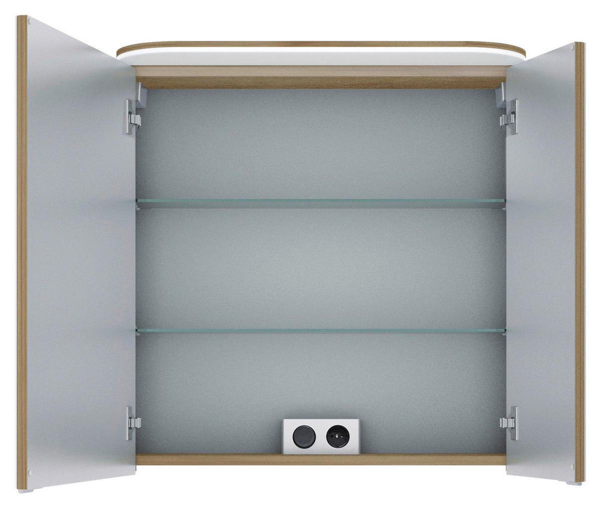 SPIEGELSCHRANK 70/72,3/17 cm  - Chromfarben/Eichefarben, KONVENTIONELL, Glas/Holzwerkstoff (70/72,3/17cm) - Pelipal