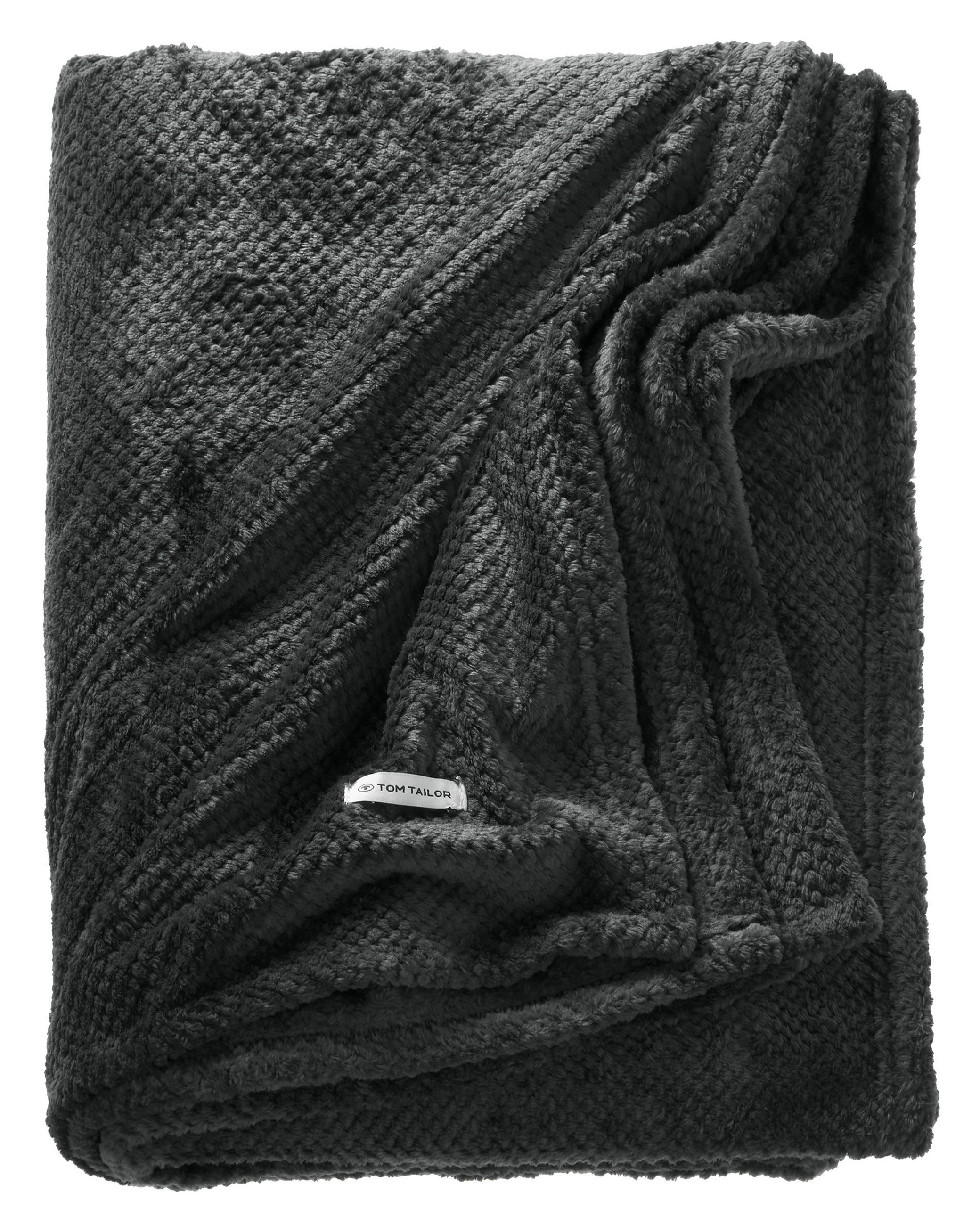 PĂTURĂ 220/240 cm  - antracit/gri, Basics, textil (220/240cm) - Tom Tailor