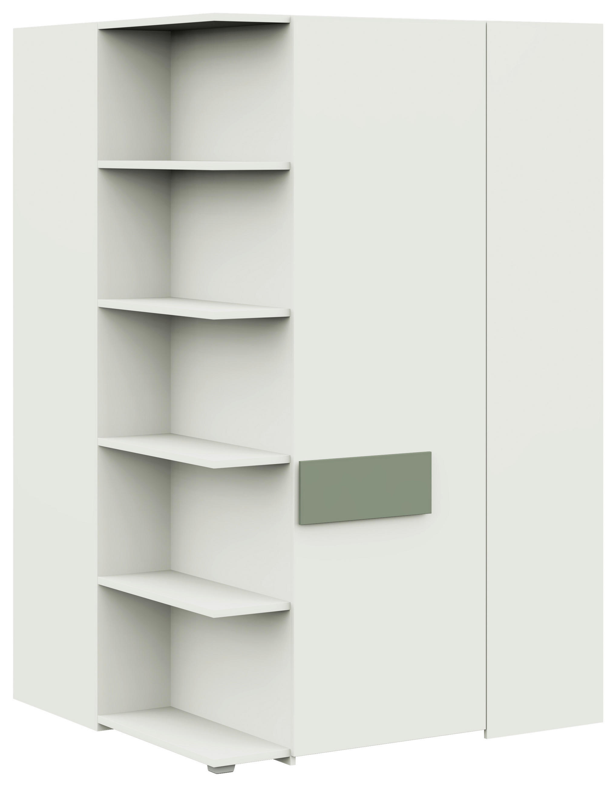 ECKKLEIDERSCHRANK 1-türig Weiß, Salbeigrün  - Salbeigrün/Graphitfarben, KONVENTIONELL, Holzwerkstoff (126,3/204/132,4cm) - Cantus