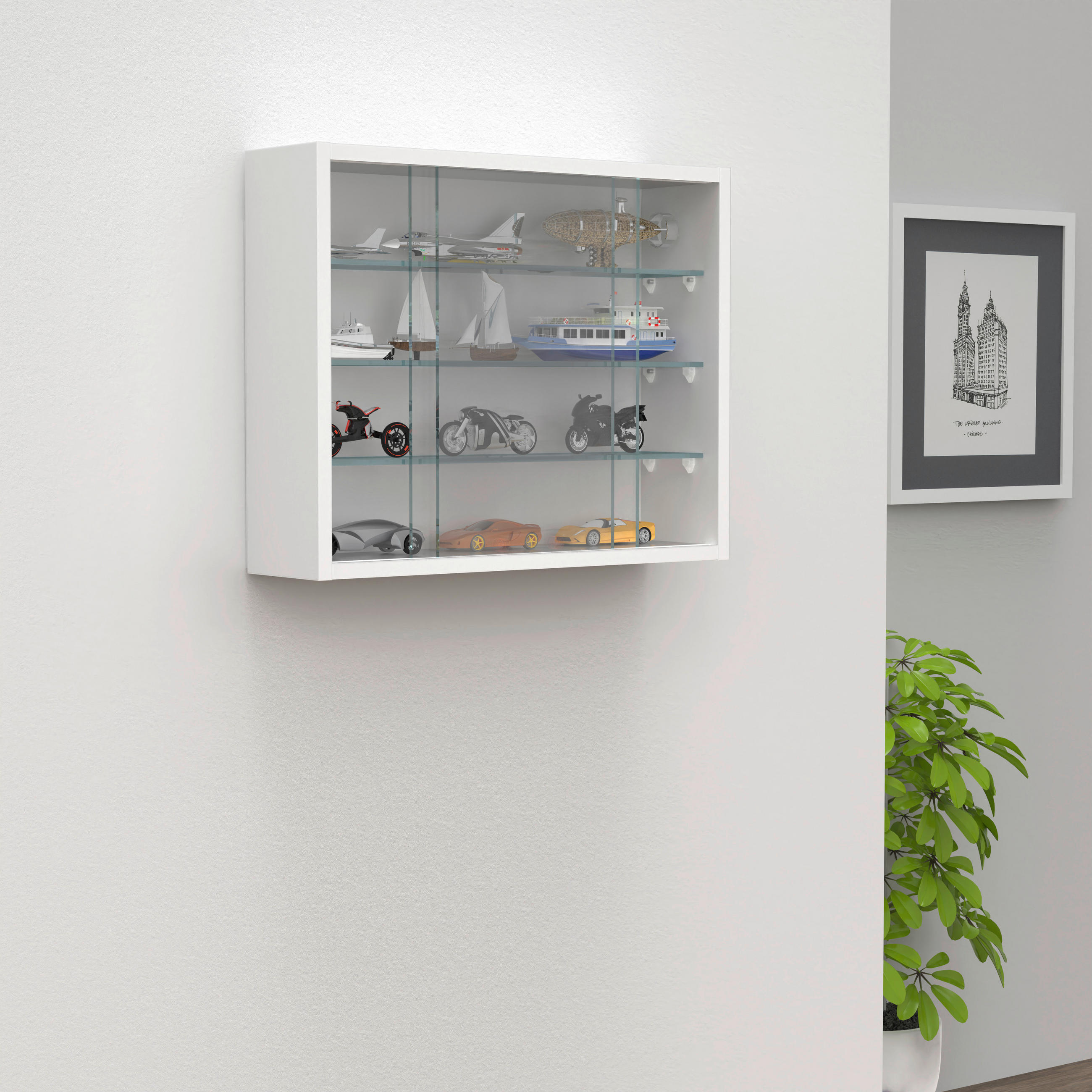 HÄNGEVITRINE in Weiss - Weiss/Transparent, Design, Glas/Holzwerkstoff (50/40/12cm) - MID.YOU
