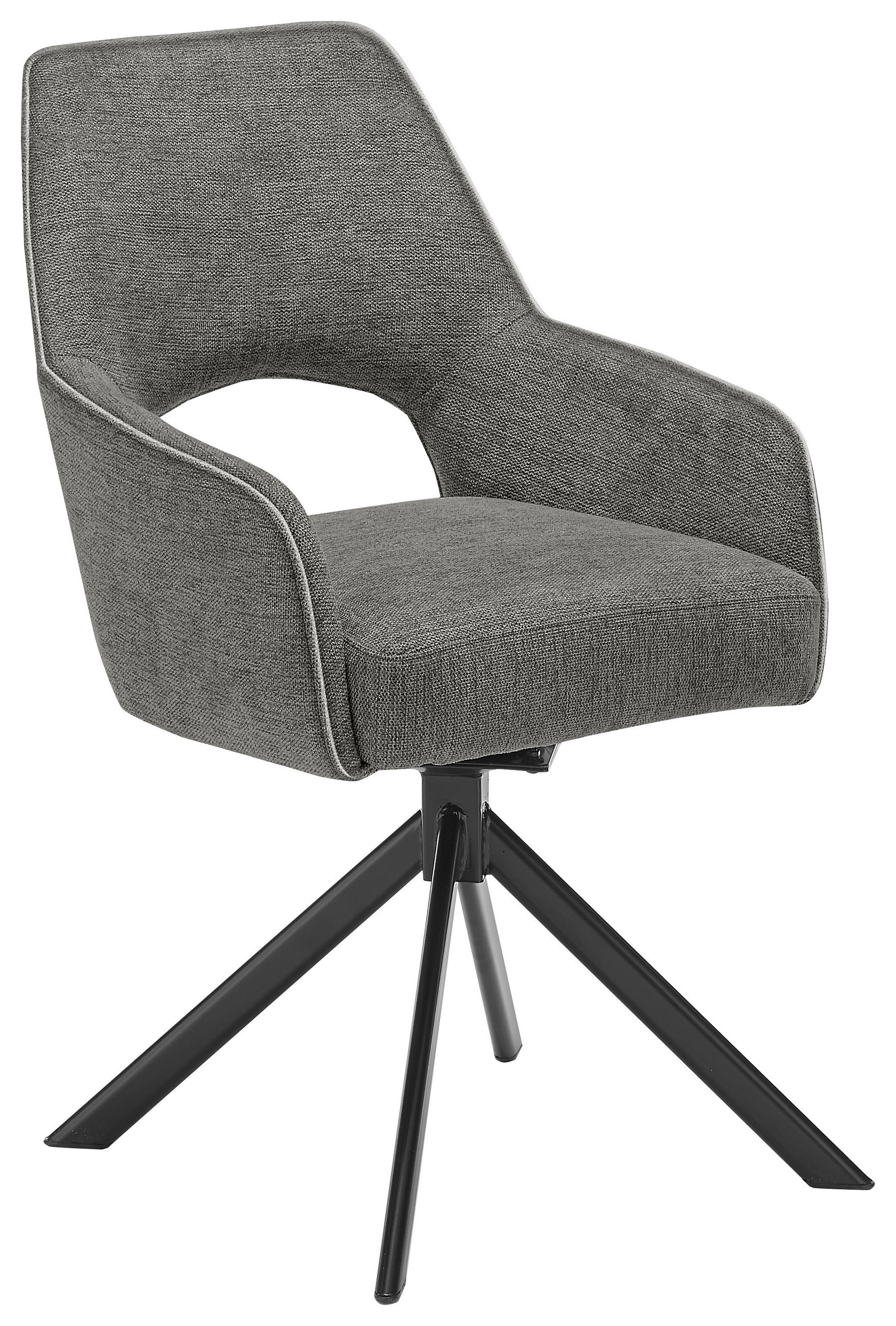 ARMLEHNSTUHL  in Eisen Webstoff  - Anthrazit/Schwarz, Design, Textil/Metall (58/89/62cm) - SetOne by Musterring