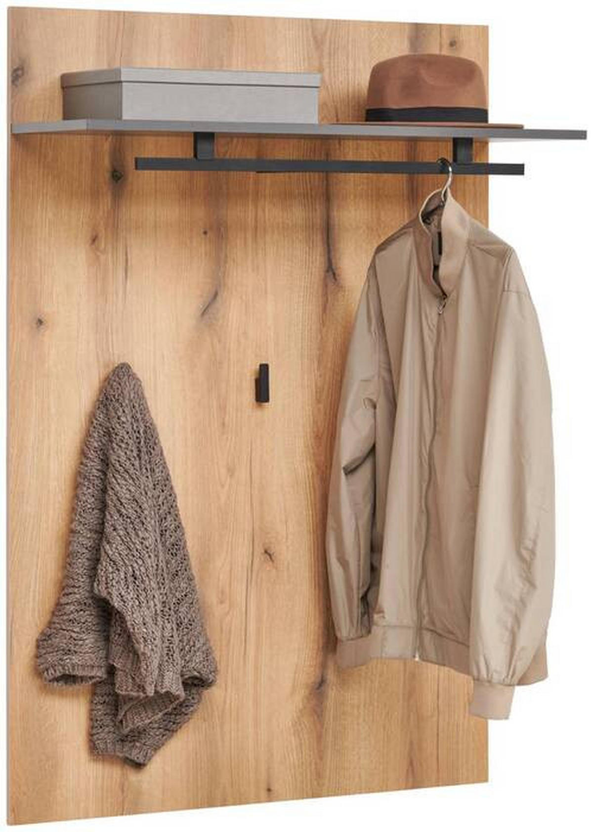 PANEL ZA ODLAGANJE KAPUTA  boja hrasta, antracit   pločasti materijal  - boja hrasta/antracit, Dizajnerski, pločasti materijal (90/134/28cm) - Xora