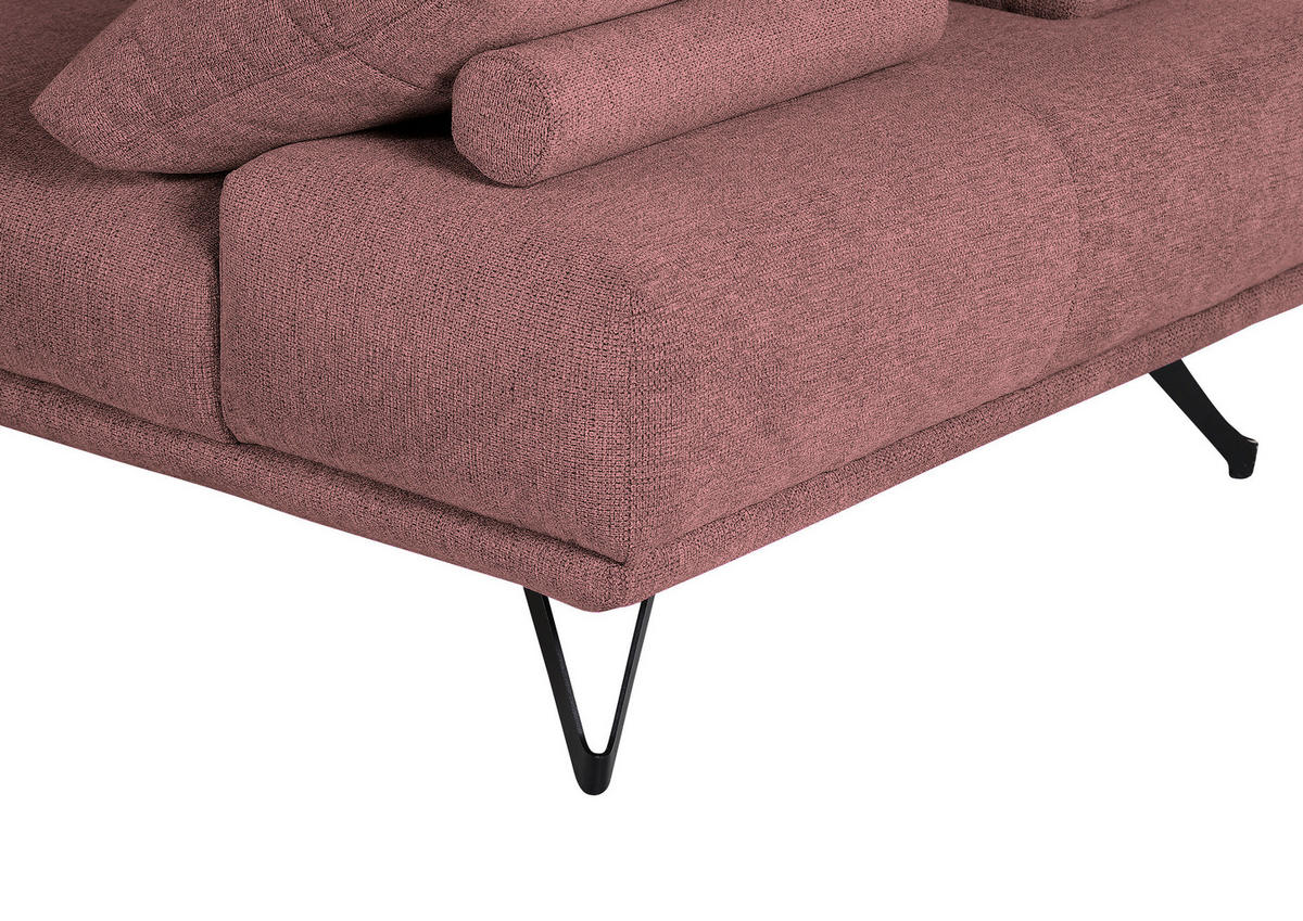 ECKSOFA in Flachgewebe Altrosa  - Schwarz/Altrosa, Konventionell, Textil/Metall (240/310cm) - MID.YOU