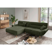 ECKSOFA Waldgrün Bouclé  - Waldgrün/Wildeiche, KONVENTIONELL, Holz/Textil (166/290cm) - MID.YOU
