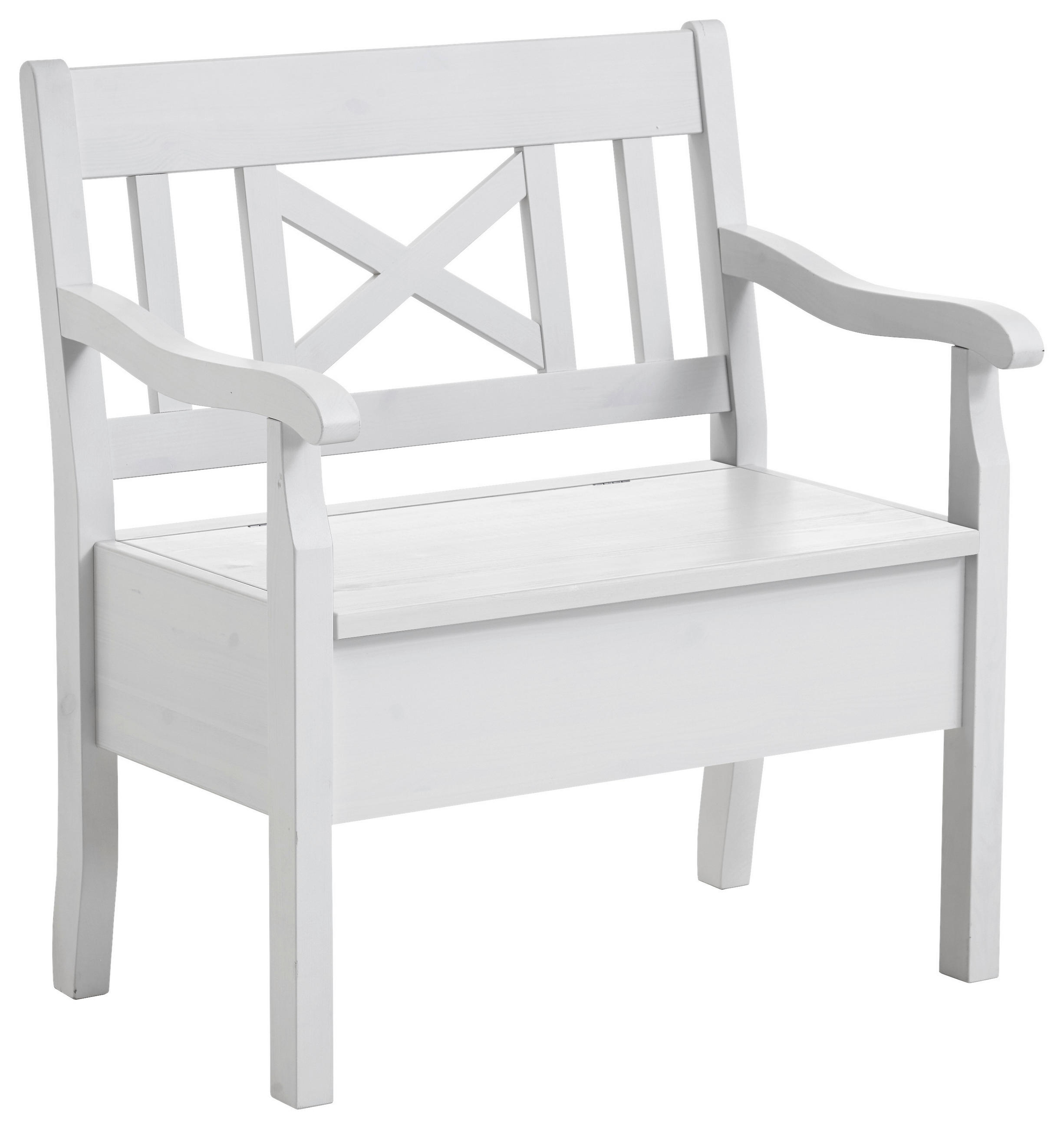 SITZBANK 84/93/58 cm Weiß Kiefer massiv  - Weiß, ROMANTIK / LANDHAUS, Holz (84/93/58cm) - Boxxx