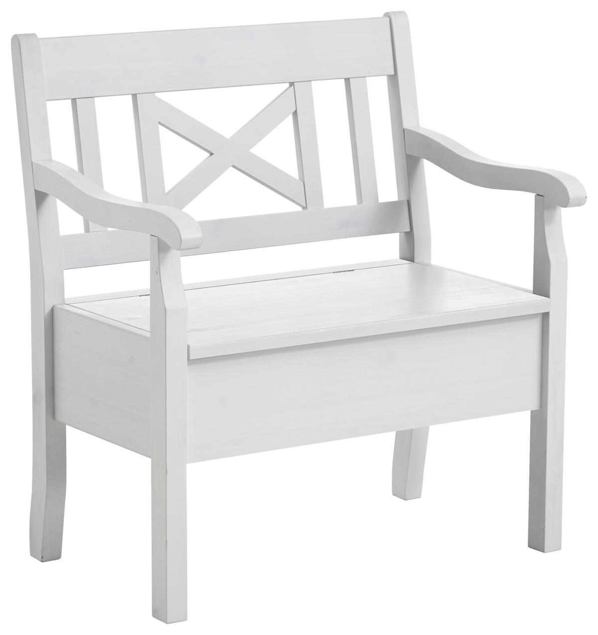 SITZBANK 84/93/58 cm Weiß Kiefer massiv  - Weiß, ROMANTIK / LANDHAUS, Holz (84/93/58cm) - Boxxx