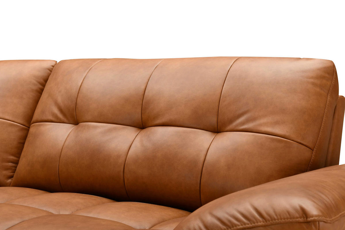 ECKSOFA Cognac Echtleder Lederlook  - Cognac/Schwarz, Design, Leder/Textil (266/86/120cm) - MID.YOU