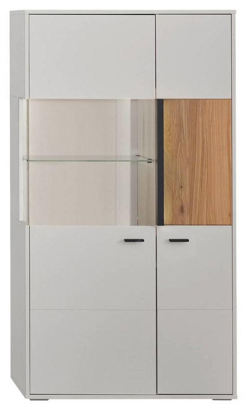 HIGHBOARD in 83,3/154,1/37,4 cm - Anthrazit/Eschefarben, KONVENTIONELL, Glas/Holzwerkstoff (83,3/154,1/37,4cm) - Hom`in