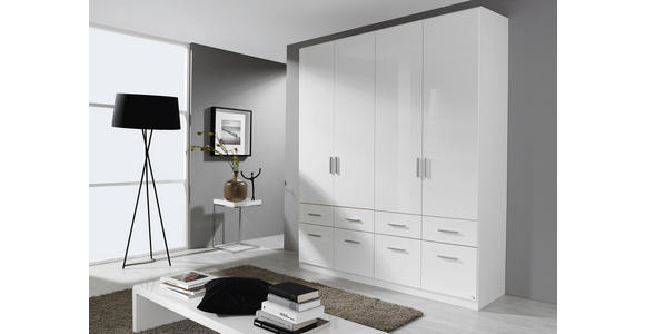 DREHTÜRENSCHRANK 181/210/54 cm 4-türig Weiß, Weiß Hochglanz - Weiß Hochglanz/Alufarben, Design, Holzwerkstoff/Kunststoff (181/210/54cm) - Carryhome
