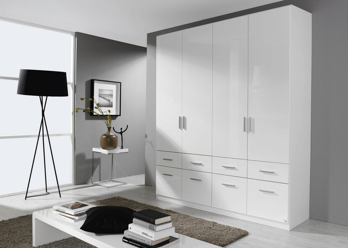 DREHTÜRENSCHRANK in Weiss, Weiss Hochglanz  - Weiss Hochglanz/Weiss, Design, Holzwerkstoff/Kunststoff (181/210/54cm) - Carryhome
