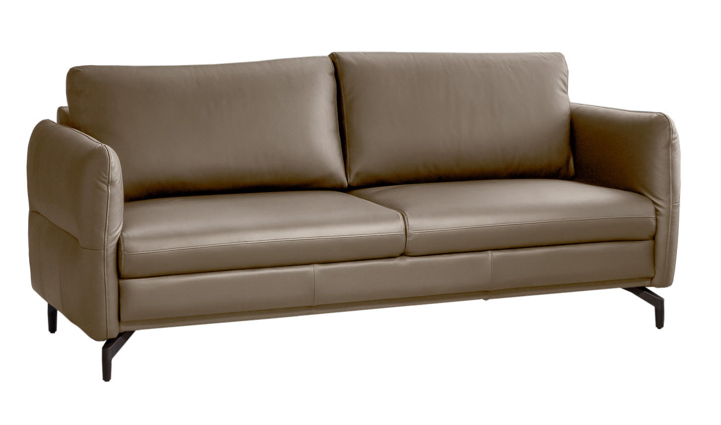 2-SITZER-SOFA Hellbraun Echtleder  - Hellbraun/Schwarz, Design, Leder/Metall (173/85/93cm) - Livetastic