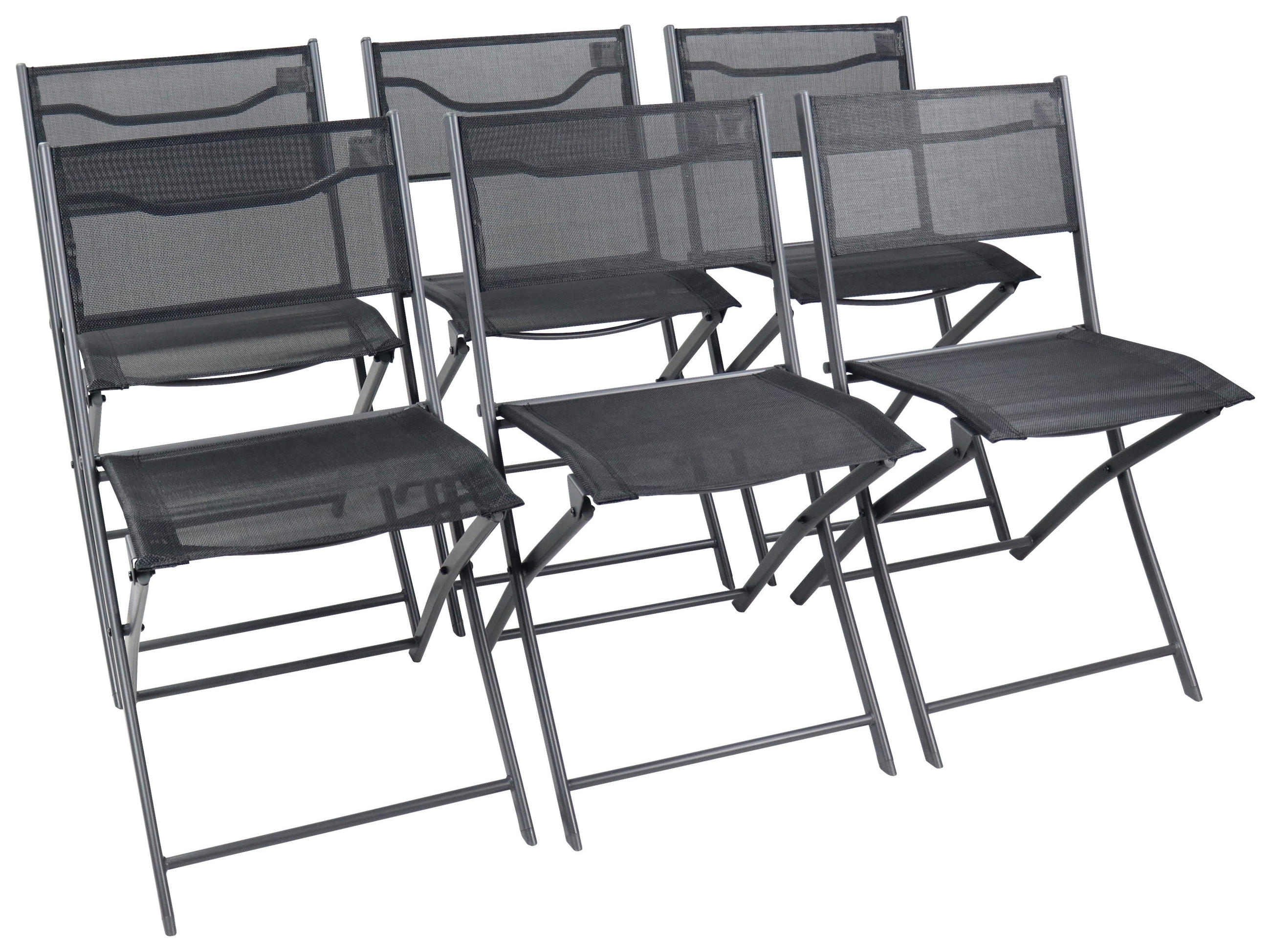 GARTENKLAPPSTUHL-SET Stahl Schwarz  - Schwarz, MODERN, Textil/Metall (45/79/46cm) - Ambia Garden