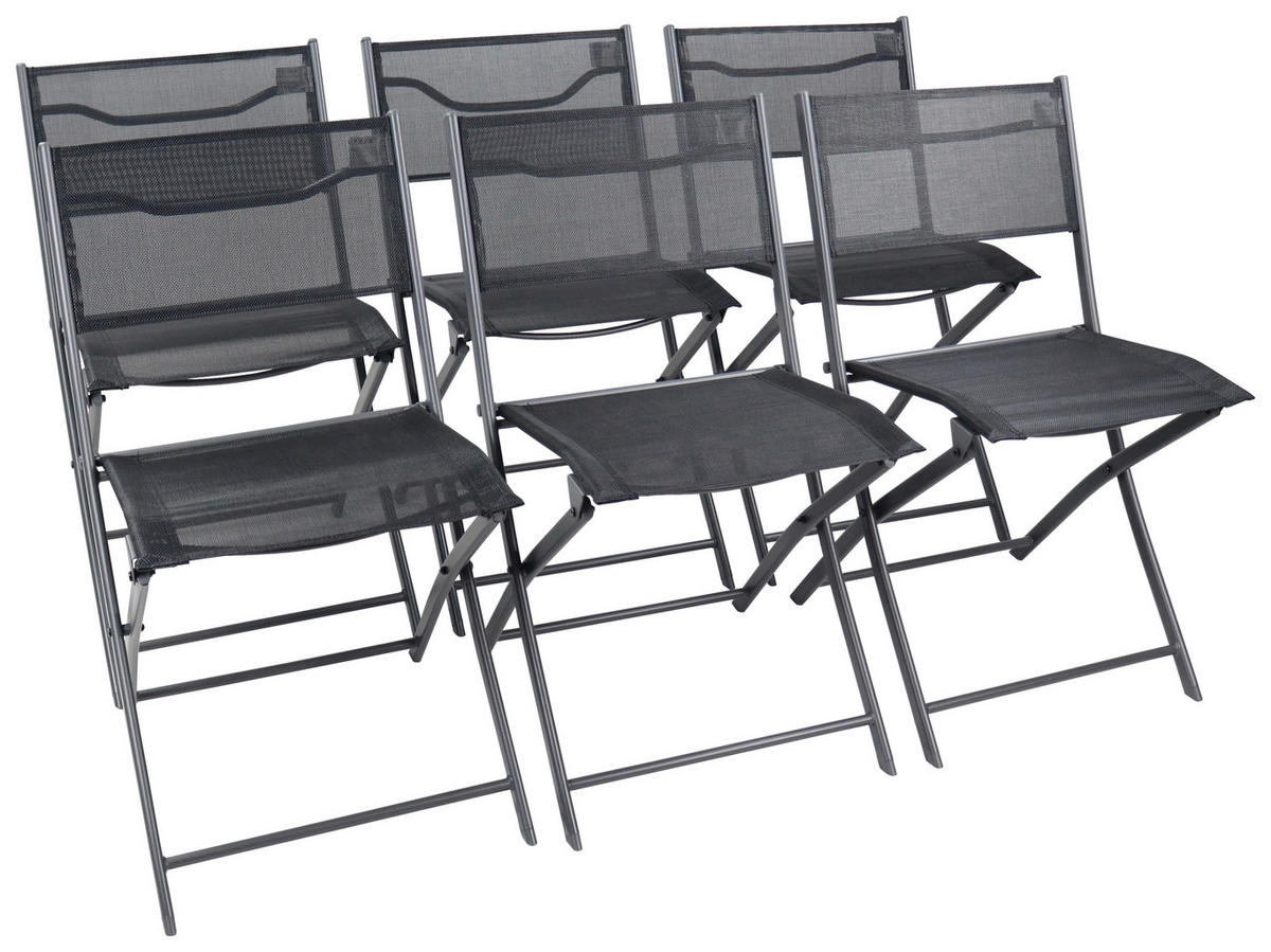 GARTENKLAPPSTUHL-SET Stahl Schwarz  - Schwarz, MODERN, Textil/Metall (45/79/46cm) - Ambia Garden