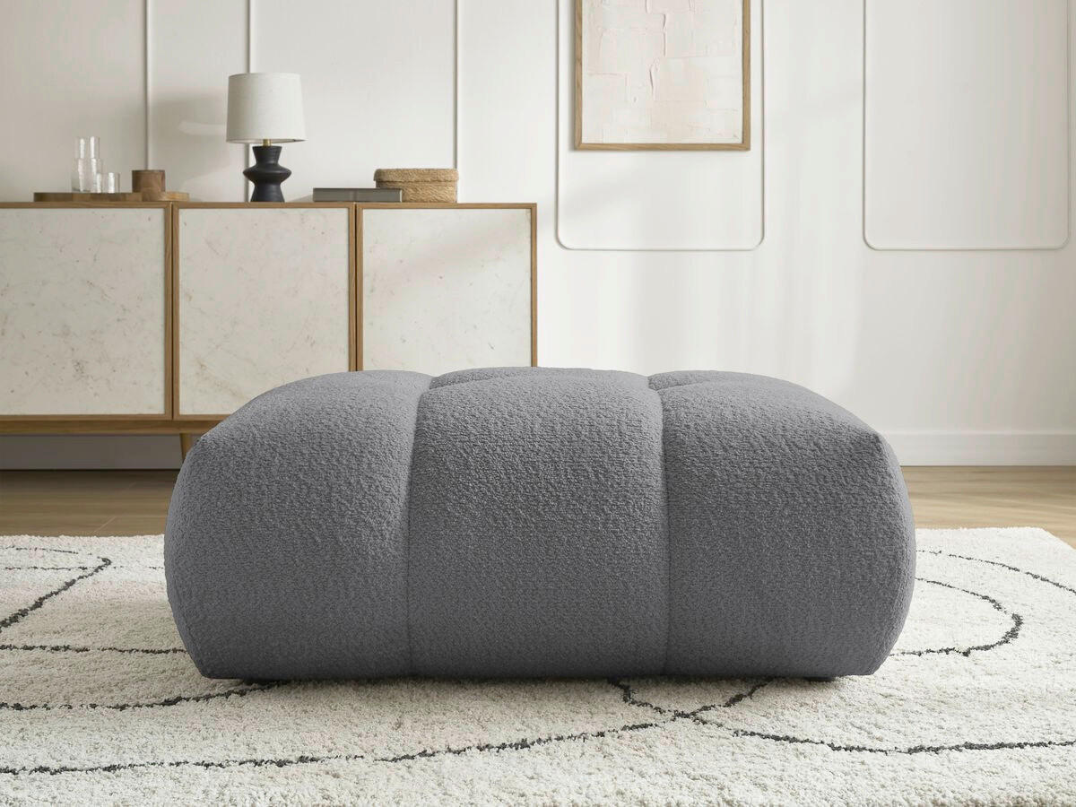 HOCKER FUJI  Bouclé Dunkelgrau  - Dunkelgrau/Schwarz, MODERN, Kunststoff/Textil (112/44/80cm)