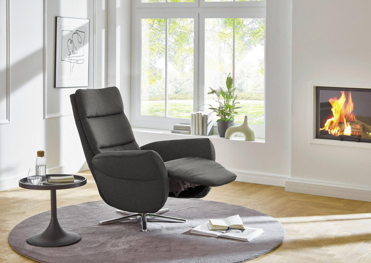 RELAXSESSEL Textil Grau  - Chromfarben/Grau, Design, Textil/Metall (78/113/83cm) - Beldomo Speed