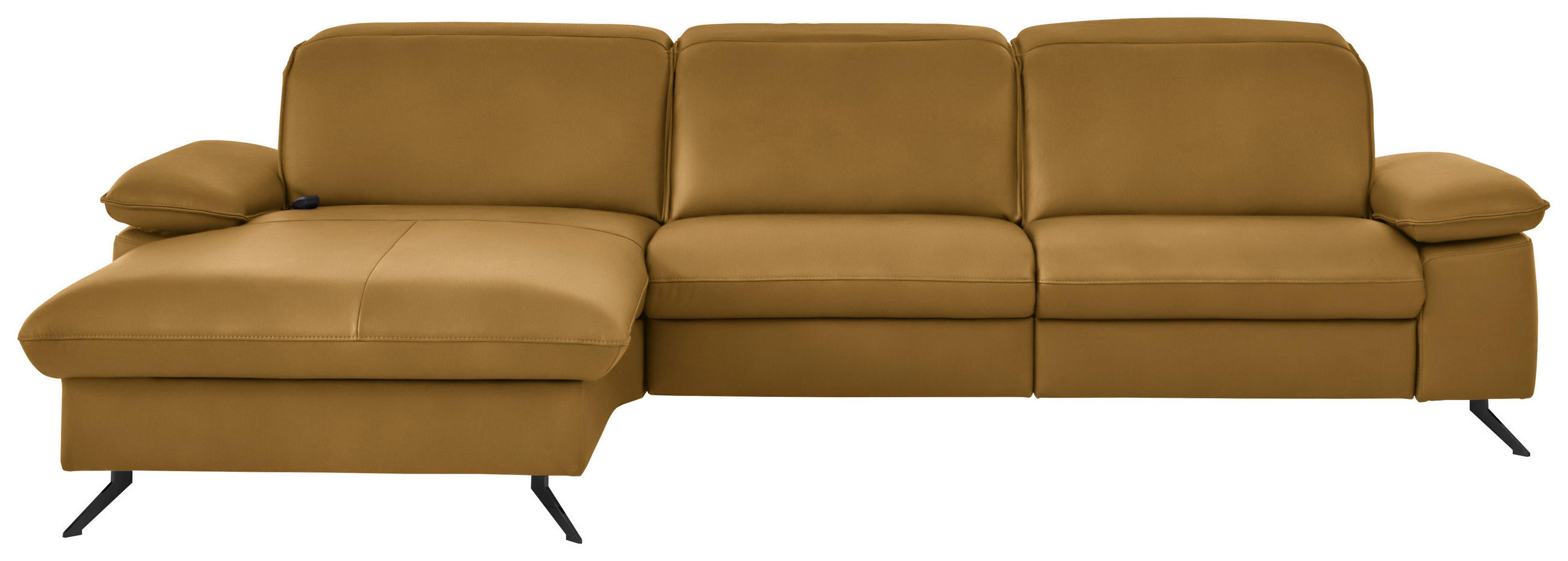 ECKSOFA  Echtleder Currygelb  - Currygelb/Schwarz, Design, Leder/Metall (169/307cm) - Beldomo Premium