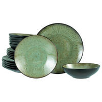 TAFELSERVICE Grün, Schwarz Jawa Grün 18-teilig  - Schwarz/Grün, Basics, Keramik - Creatable